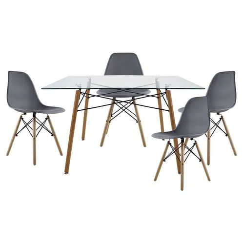 Set de Comedor 4 Sillas Oslo Gris y Mesa Rectangular 120 cm Mundo In